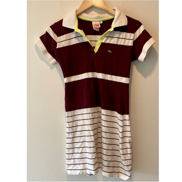 Lacoste Dresses & Skirts - Lacoste Maroon Striped Polo Dress